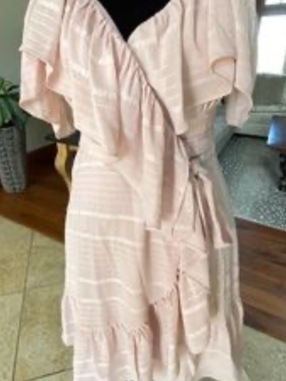 Wayf Blush Off-Shoulder Ruffle Wrap Mini Dress - Picture 2 of 6